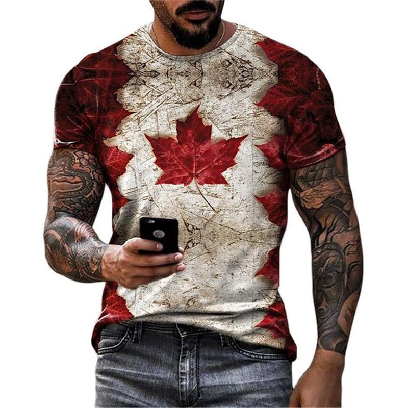 Kaus bendera Kanada Retro 3D k - Street Fashion Canada ulasan dan harga