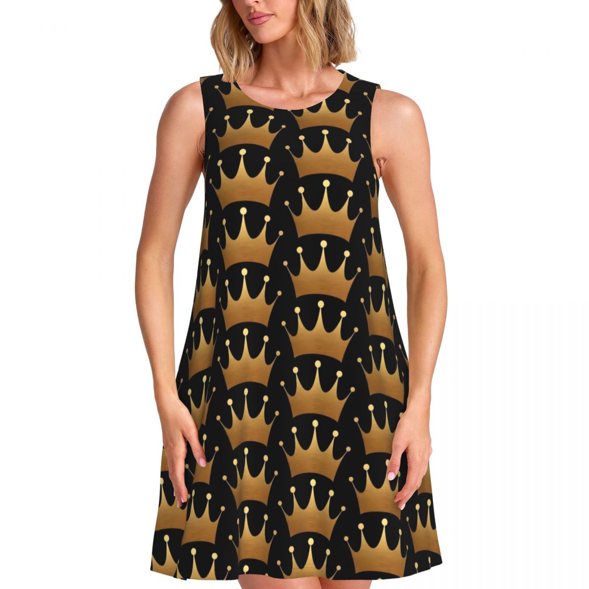 Gaun Cetak Motif Ratu Mahkota  - Queen Street Fashion ulasan dan harga
