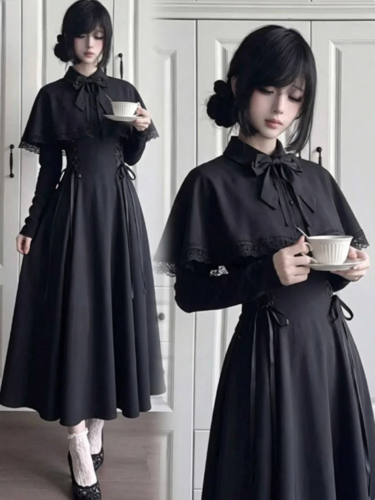 Gaun Midi Gothic Lolita Hitam  - Fashion Street Night ulasan dan harga
