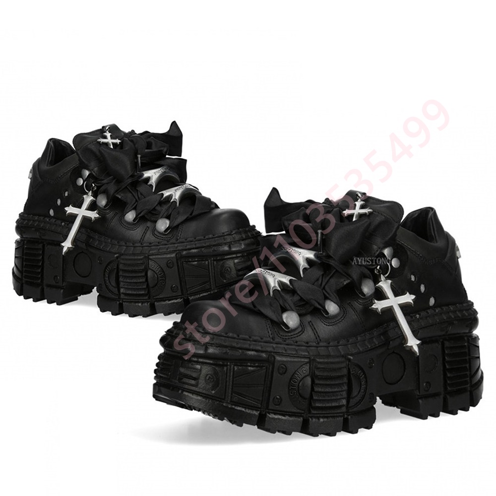 Sepatu Boots Chunky Punk Metal - Street Fashion Y2K ulasan dan harga